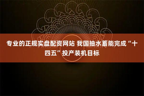 专业的正规实盘配资网站 我国抽水蓄能完成“十四五”投产装机目标