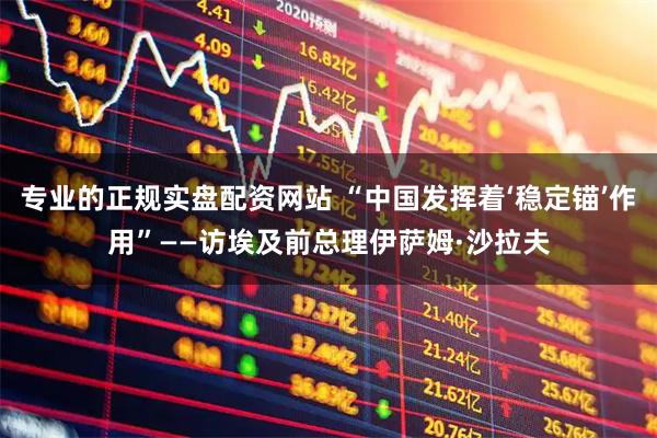 专业的正规实盘配资网站 “中国发挥着‘稳定锚’作用”——访埃及前总理伊萨姆·沙拉夫