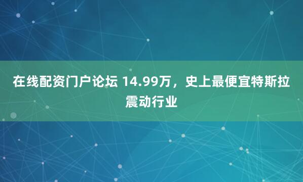 在线配资门户论坛 14.99万，史上最便宜特斯拉震动行业