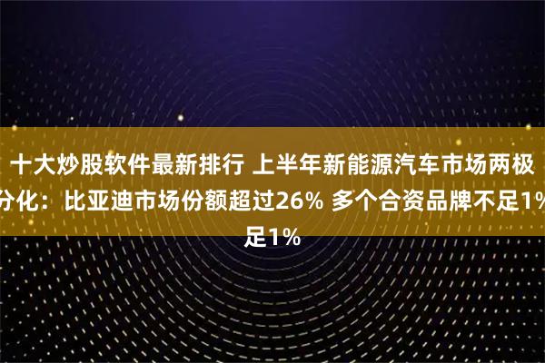 十大炒股软件最新排行 上半年新能源汽车市场两极分化：比亚迪市场份额超过26% 多个合资品牌不足1%